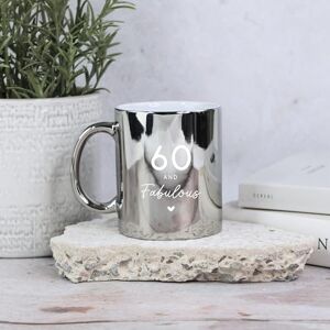 eBuyGB Shiny Silver Mug, 60 & Fabulous Ceramic Coffee Cup, Milestone Birthday, 60th Birthday Gift for Her, Nan, Mum, Auntie eBuyGB Shiny Silver Mug, 60 & Fabulous Ceramic Coffee Cup, Milestone Birthday, 60th Birthday Gift for Her, Nan, Mum, Auntie