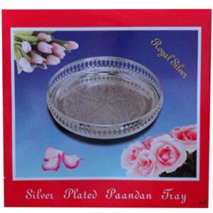 Royal Silver Round Stylish 23cm Silver Plated Paandan Tray Home Kitchen Restaurant Dining Etc Royal Silver Round Stylish 23cm Silver Plated Paandan Tray Home Kitchen Restaurant Dining Etc