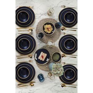 Hermia Concept Elegant Dark Blue Ceramic Dinner Set (24 Pieces), 100% Antibacterial, Easy-Clean, Dishwasher Safe, Includes Plates, Bowls & Dessert Plates Hermia Concept Elegant Dark Blue Ceramic Dinner Set (24 Pieces), 100% Antibacterial, Easy-Clean, Dishwasher Safe, Includes Plates, Bowls & Dessert Plates