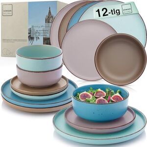 Sänger Bombay Seabed Crockery Set, 12 Pieces, Stoneware Crockery for 4 People, 4 x Dinner Plates, 4 x Dessert Plates, 4 x Bowls, Plate Set Colourful Value Collection Sänger Bombay Seabed Crockery Set, 12 Pieces, Stoneware Crockery for 4 People, 4 x Dinner Plates, 4 x Dessert Plates, 4 x Bowls, Plate Set Colourful Value Collection