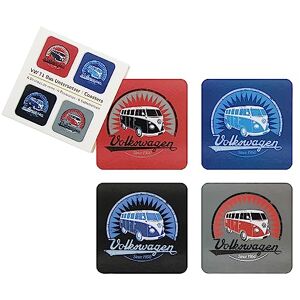 BRISA VW Collection Volkswagen Drink Glass Cork Coasters with MDF Coating and T1 Bus Campervan Design (4-Piece Set/Vintage Logo/Multicolor) BRISA VW Collection Volkswagen Drink Glass Cork Coasters with MDF Coating and T1 Bus Campervan Design (4-Piece Set/Vintage Logo/Multicolor)