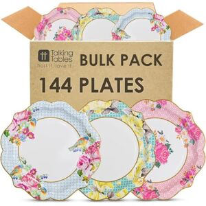 Talking Tables 144 x Vintage Floral Paper Plates 22cm Strong Plates for Mother's Day Decorations Afternoon Tea Party Baby Shower Weddings Birthdays Pretty Disposable Tableware Talking Tables 144 x Vintage Floral Paper Plates 22cm Strong Plates for Mother's Day Decorations Afternoon Tea Party Baby Shower Weddings Birthdays Pretty Disposable Tableware