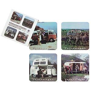 BRISA VW Collection Volkswagen Drink Glass Cork Coasters with MDF Coating and T1 Bus Campervan Design (4-Piece Set/Scenery/Multicolor) BRISA VW Collection Volkswagen Drink Glass Cork Coasters with MDF Coating and T1 Bus Campervan Design (4-Piece Set/Scenery/Multicolor)
