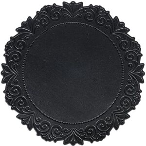 Black PVC Round Placemat - Round PVC Floral Style - 38 cm Black PVC Round Placemat - Round PVC Floral Style - 38 cm