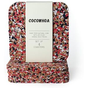 Cocowhoa Recycled Drink Coasters, Set of 4, Cork Coasters for Drinks, Made from Recycled Sandals, Colorful Drink Coaster, Coffee Table, Kitchen, and Bar, 100% Natural and Biodegradable (Red) Cocowhoa Recycled Drink Coasters, Set of 4, Cork Coasters for Drinks, Made from Recycled Sandals, Colorful Drink Coaster, Coffee Table, Kitchen, and Bar, 100% Natural and Biodegradable (Red)