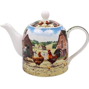 The Leonardo Collection Tea Pot Ceramic Fine China Cockerel & Hen Kitchen Tableware Farm Print Design The Leonardo Collection Tea Pot Ceramic Fine China Cockerel & Hen Kitchen Tableware Farm Print Design