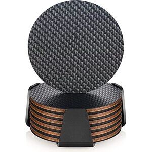 Prestone Prestige Modern Coasters for Drinks with Holder, Premium Carbon & Wood Drink Coaster, Unique Design (Dark Gray V2) Prestone Prestige Modern Coasters for Drinks with Holder, Premium Carbon & Wood Drink Coaster, Unique Design (Dark Gray V2)