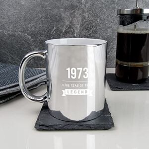 eBuyGB Metallic Shiny Silver Coffee Mug -1973 Year of The Legend Design 50th Birthday Gifts for Him, Men 370ml Tea Cup, Gift for Dad, Uncle, Brother, Fiftieth Gift for Dad eBuyGB Metallic Shiny Silver Coffee Mug -1973 Year of The Legend Design 50th Birthday Gifts for Him, Men 370ml Tea Cup, Gift for Dad, Uncle, Brother, Fiftieth Gift for Dad