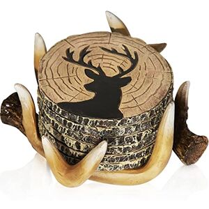 Deer Antler Coasters - 6 Rustic Log Cabin Drink Mats for Hunting Decor Deer Antler Coasters - 6 Rustic Log Cabin Drink Mats for Hunting Decor