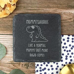 eBuyGB Square Slate Coaster, Mummysaurus, Dinosaur Coaster, Mum Birthday Gift, Present for Mummy, Engraved Drinks Coaster, Grey eBuyGB Square Slate Coaster, Mummysaurus, Dinosaur Coaster, Mum Birthday Gift, Present for Mummy, Engraved Drinks Coaster, Grey