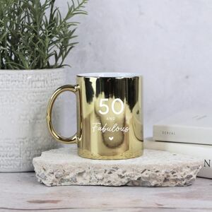 eBuyGB Shiny Gold Mug, 50 & Fabulous Ceramic Coffee Cup, Milestone Birthday, 50th Birthday Gift for Her, Sister, Mum, Auntie eBuyGB Shiny Gold Mug, 50 & Fabulous Ceramic Coffee Cup, Milestone Birthday, 50th Birthday Gift for Her, Sister, Mum, Auntie