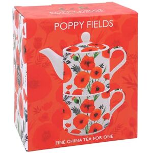 The Leonardo Collection Finola Stack Poppy Tea for One Ceramic Teapot and Cup Set Beautiful Gift for Home Use Stylish Printed Teapot for Tea Lovers The Leonardo Collection Finola Stack Poppy Tea for One Ceramic Teapot and Cup Set Beautiful Gift for Home Use Stylish Printed Teapot for Tea Lovers