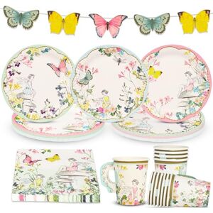 Talking Tables Fairy Party Decorations and Disposable Tableware for 16 Guests Butterfly Bunting, Cups, Plates and Napkins for Kids Birthday, Mother's Day, Afternoon Tea, Baby Shower Talking Tables Fairy Party Decorations and Disposable Tableware for 16 Guests Butterfly Bunting, Cups, Plates and Napkins for Kids Birthday, Mother's Day, Afternoon Tea, Baby Shower