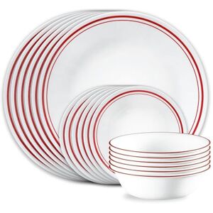 Corelle Vitrelle 18-Piece Service for 6 Dinnerware Set, Triple Layer Glass and Chip Resistant, Lightweight Round Plates and Bowls Set, Logan Corelle Vitrelle 18-Piece Service for 6 Dinnerware Set, Triple Layer Glass and Chip Resistant, Lightweight Round Plates and Bowls Set, Logan