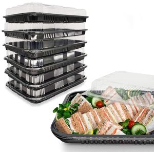 HIYAA Sandwich Platter Trays With Lids, Pack of 6 Reusable Plastic Catering Trays With Lids for Meal Prep, Cakes, Treats and Sandwiches HIYAA Sandwich Platter Trays With Lids, Pack of 6 Reusable Plastic Catering Trays With Lids for Meal Prep, Cakes, Treats and Sandwiches