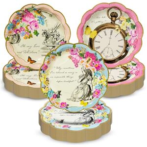 Talking Tables 60 x Alice in Wonderland Themed Disposable Paper Plates Supplies for Mad Hatter Tea Party, Birthday, Baby Shower, Mother's Day, 17cm Talking Tables 60 x Alice in Wonderland Themed Disposable Paper Plates Supplies for Mad Hatter Tea Party, Birthday, Baby Shower, Mother's Day, 17cm