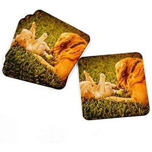 Big Box Art 4-Piece Coaster Set for Drinks with Golden Retriever Dog and Puppy Art Design Print Artistic Kitchen, Table and Bar Decor for Tea, Coffee, Wine, Multi-Colour, 9 x 9 m Big Box Art 4-Piece Coaster Set for Drinks with Golden Retriever Dog and Puppy Art Design Print Artistic Kitchen, Table and Bar Decor for Tea, Coffee, Wine, Multi-Colour, 9 x 9 m