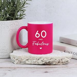 eBuyGB Neon Pink Mug, 60 & Fabulous Ceramic Coffee Cup, Milestone Birthday, 60th Birthday Gift for Her, Nan, Mum, Friend, Auntie eBuyGB Neon Pink Mug, 60 & Fabulous Ceramic Coffee Cup, Milestone Birthday, 60th Birthday Gift for Her, Nan, Mum, Friend, Auntie