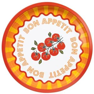 Talking Tables Large Round Serving Tray for Drinks, Snacks, Condiments Decorative and Colourful Tomato Design, Ideal for Summer Dining, BBQ, Outdoor Dining Garden Parties Made of Tin 31cm Talking Tables Large Round Serving Tray for Drinks, Snacks, Condiments Decorative and Colourful Tomato Design, Ideal for Summer Dining, BBQ, Outdoor Dining Garden Parties Made of Tin 31cm