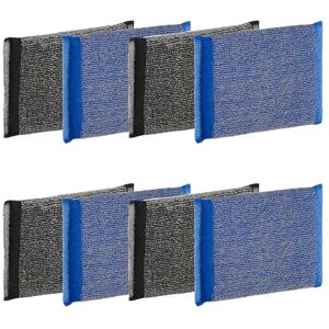 Maya Stainless Steel Scrubber for Kitchen and Stainless Steel, Cleans Without Scratching, Leaves No Fibers Remains, Dimensions 13 x 9 cm, Pack of 8 Scouring Pads (Blue and Black) Maya Stainless Steel Scrubber for Kitchen and Stainless Steel, Cleans Without Scratching, Leaves No Fibers Remains, Dimensions 13 x 9 cm, Pack of 8 Scouring Pads (Blue and Black)