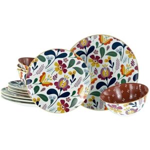 Creatable , 20829, Folklore Series, 12-Piece Geschirrset für 4 Personen, Tafelservice aus Steinzeug, spülmaschinen- und mikrowellengeeignet, Qualitätsproduktion Creatable , 20829, Folklore Series, 12-Piece Geschirrset für 4 Personen, Tafelservice aus Steinzeug, spülmaschinen- und mikrowellengeeignet, Qualitätsproduktion