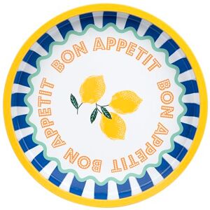 Talking Tables Large Round Serving Tray for Drinks, Snacks, Condiments Decorative and Colourful Lemon Design, Ideal for Summer Dining, BBQ, Outdoor Dining Garden Parties Made of Tin 31cm Talking Tables Large Round Serving Tray for Drinks, Snacks, Condiments Decorative and Colourful Lemon Design, Ideal for Summer Dining, BBQ, Outdoor Dining Garden Parties Made of Tin 31cm