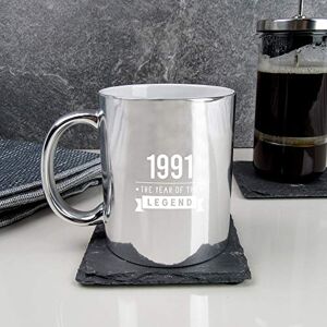 eBuyGB Fortieth Gift for Dad Engraved Metallic Shiny Silver Coffee Mug-1991 Year of The Legend Design-30th Birthday, Men-350ml Tea Cup, Ceramic eBuyGB Fortieth Gift for Dad Engraved Metallic Shiny Silver Coffee Mug-1991 Year of The Legend Design-30th Birthday, Men-350ml Tea Cup, Ceramic