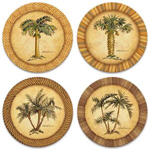 CoasterStone Absorbent Stone Drink Coasters, Palm Tree, Assortment, Neutral Palette CoasterStone Absorbent Stone Drink Coasters, Palm Tree, Assortment, Neutral Palette