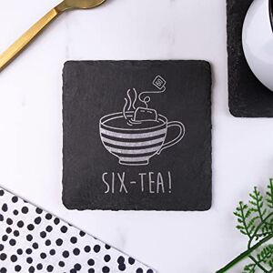 eBuyGB Engraved Square Slate Coaster -"SIX-TEA" Design 60th Milestone Birthday Gifts for Men, Him Sixtieth Gift for Friend, Grandad, Dad, Husband Drinks Mat, Grey eBuyGB Engraved Square Slate Coaster -"SIX-TEA" Design 60th Milestone Birthday Gifts for Men, Him Sixtieth Gift for Friend, Grandad, Dad, Husband Drinks Mat, Grey