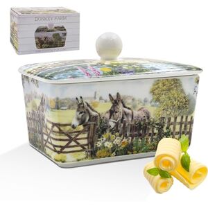 The Leonardo Collection Donkey Butter Dish by Macneil Studios Decorative Porcelain Butter Keeper with Lid Donkey Illustration Rustic Farmhouse Style Elegant Kitchen Accessory The Leonardo Collection Donkey Butter Dish by Macneil Studios Decorative Porcelain Butter Keeper with Lid Donkey Illustration Rustic Farmhouse Style Elegant Kitchen Accessory