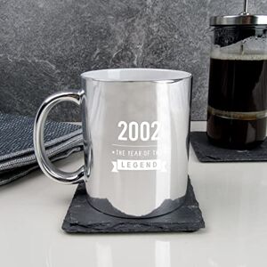 eBuyGB Metallic Shiny Silver Coffee Mug -2002 Year of The Legend Design 21st Birthday Gifts for Him, Men 370ml Tea Cup, Gift for Son, Brother, Friend, Cousin, Gift for Dad eBuyGB Metallic Shiny Silver Coffee Mug -2002 Year of The Legend Design 21st Birthday Gifts for Him, Men 370ml Tea Cup, Gift for Son, Brother, Friend, Cousin, Gift for Dad