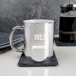 eBuyGB Metallic Shiny Silver Coffee Mug -1953 Year of The Legend Design 70th Birthday Gifts for Him, Men 370ml Tea Cup, Gift for Dad, Grandad, Friend, Seventieth Gift for Dad eBuyGB Metallic Shiny Silver Coffee Mug -1953 Year of The Legend Design 70th Birthday Gifts for Him, Men 370ml Tea Cup, Gift for Dad, Grandad, Friend, Seventieth Gift for Dad