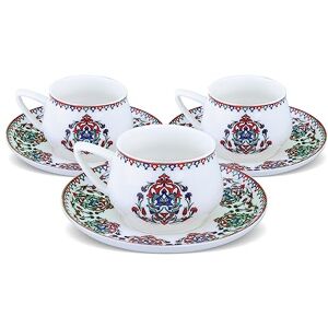 KARACA Nakkas Turkish Coffee Cup Set for 6 People 12 Piece White Cups with Saucers Small Porcelain Espresso Set Ideal for Serving Greek, Arabic Coffee (100 ml) KARACA Nakkas Turkish Coffee Cup Set for 6 People 12 Piece White Cups with Saucers Small Porcelain Espresso Set Ideal for Serving Greek, Arabic Coffee (100 ml)