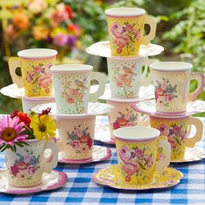 Talking Tables Pack of 24 Vintage Floral Cup & Saucer Afternoon Tea Set, Truly Scrumptious Disposable Tableware for Birthday or Garden Party, Baby Shower, Wedding, TRULYCUPSET24 Talking Tables Pack of 24 Vintage Floral Cup & Saucer Afternoon Tea Set, Truly Scrumptious Disposable Tableware for Birthday or Garden Party, Baby Shower, Wedding, TRULYCUPSET24