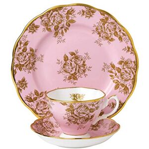 Royal Albert 100 Years 40017590 1960 Golden Rose Teacup, Saucer, Plate 20cm, 3 Piece, Bone Chinaece Set, Pink, China Royal Albert 100 Years 40017590 1960 Golden Rose Teacup, Saucer, Plate 20cm, 3 Piece, Bone Chinaece Set, Pink, China