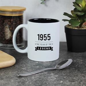 eBuyGB Engraved 1955 Year of The Legend Metallic White Black Coffee Mug, 70th Milestone Birthday Gift for Men, Seventieth Gift for Him, 350 ml eBuyGB Engraved 1955 Year of The Legend Metallic White Black Coffee Mug, 70th Milestone Birthday Gift for Men, Seventieth Gift for Him, 350 ml
