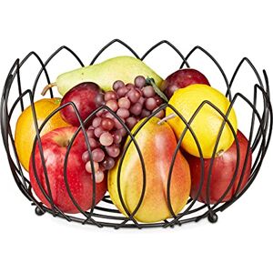 Relaxdays Metal Bowl, Round Wire Basket, HxD:13 x 27 cm, Fruits, Bread & Vegetables, Kitchen Accessory, Black, Iron Relaxdays Metal Bowl, Round Wire Basket, HxD:13 x 27 cm, Fruits, Bread & Vegetables, Kitchen Accessory, Black, Iron