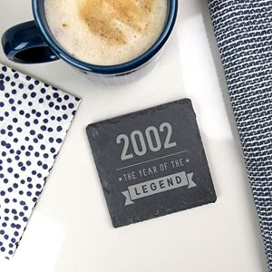 eBuyGB Engraved Square Slate Coaster -2002 Year of The Legend Design 21st Birthday Gifts for Him, Men Gift for Son, Brother, Friend, Cousin Drinks Mat, Placemat eBuyGB Engraved Square Slate Coaster -2002 Year of The Legend Design 21st Birthday Gifts for Him, Men Gift for Son, Brother, Friend, Cousin Drinks Mat, Placemat