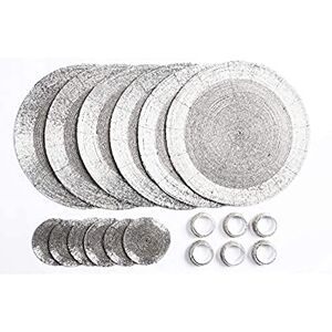 Penguin Home Handcrafted Glass Beaded Round Placemats, Coasters & Napkin Rings Set of 18 Handmade Table Place Mats for Dining 32 cm (13") Diameter (Silver) Penguin Home Handcrafted Glass Beaded Round Placemats, Coasters & Napkin Rings Set of 18 Handmade Table Place Mats for Dining 32 cm (13") Diameter (Silver)