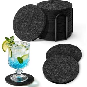 Vonsera 16 PCS Felt Drinks Coasters for Drinks, Grey Round Cup Mats with Holder Table Coasters Pads Mat Heat Resistant Tabletop Protection for Coffee Cups Mugs Wine Glass Bottle Vonsera 16 PCS Felt Drinks Coasters for Drinks, Grey Round Cup Mats with Holder Table Coasters Pads Mat Heat Resistant Tabletop Protection for Coffee Cups Mugs Wine Glass Bottle