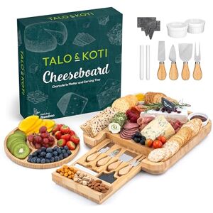 Vivo Technologies Bamboo Cheese Board and Knife Set Serving Tray with Stainless Steel Knife Set Extra Large Charcuterie Boards Set & Accessories Wooden Tray Cheese Board Gift Set Unique House Warming Christmas Gifts Vivo Technologies Bamboo Cheese Board and Knife Set Serving Tray with Stainless Steel Knife Set Extra Large Charcuterie Boards Set & Accessories Wooden Tray Cheese Board Gift Set Unique House Warming Christmas Gifts