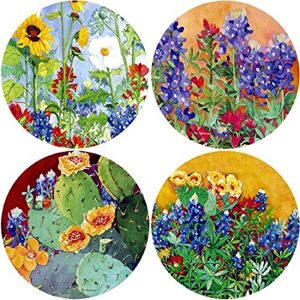 CoasterStone Absorbent Texas Wild Flower Coasters Stone, Stoneware CoasterStone Absorbent Texas Wild Flower Coasters Stone, Stoneware