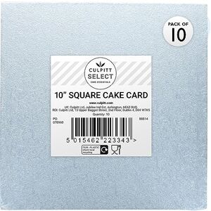 Culpitt Select 10" 3mm Square Cake Boards, 3mm Double Thick Cards For Celebration Desserts, Birthday Treats, Cupcakes, and More! 10 Inch, Pack Of 10 Culpitt Select 10" 3mm Square Cake Boards, 3mm Double Thick Cards For Celebration Desserts, Birthday Treats, Cupcakes, and More! 10 Inch, Pack Of 10
