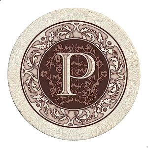 Thirstystone TSMP Monogram Sandstone Coasters, Stone, Multicolor Thirstystone TSMP Monogram Sandstone Coasters, Stone, Multicolor