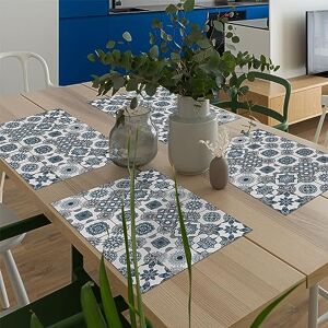 CREARREDA American Placemats Set of 4 Washable PVC Made in Italy 48 x 33 cm Breakfast & Snacks Dirt-Repellent, Non-Slip, Fireproof CREARREDA American Placemats Set of 4 Washable PVC Made in Italy 48 x 33 cm Breakfast & Snacks Dirt-Repellent, Non-Slip, Fireproof