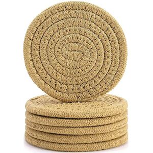Casaphoria 6Pcs Coasters for Drinks,Stylish Handmade Braided Woven Drink (4.3inch), 100percent Cotton Super Absorbent Heat-Resistant Round Coasters, Great Housewarming Gift Brown, MB2021032 Casaphoria 6Pcs Coasters for Drinks,Stylish Handmade Braided Woven Drink (4.3inch), 100percent Cotton Super Absorbent Heat-Resistant Round Coasters, Great Housewarming Gift Brown, MB2021032