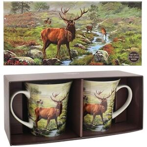 The Leonardo Collection Stag Mugs Set of 2 Macneil Studios, Tea and Coffee Mugs for Hot Drinks Fine China Printed Mugs for Kitchen & Home Reusable Ceramic Cups for Every Occasion The Leonardo Collection Stag Mugs Set of 2 Macneil Studios, Tea and Coffee Mugs for Hot Drinks Fine China Printed Mugs for Kitchen & Home Reusable Ceramic Cups for Every Occasion