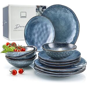 Sänger Dinner Service Darwin 12 Pieces Combination Service for 4 Persons Vintage Design, Plate Set, Coloured, dinnerware Set Design, Made of Stoneware Sänger Dinner Service Darwin 12 Pieces Combination Service for 4 Persons Vintage Design, Plate Set, Coloured, dinnerware Set Design, Made of Stoneware
