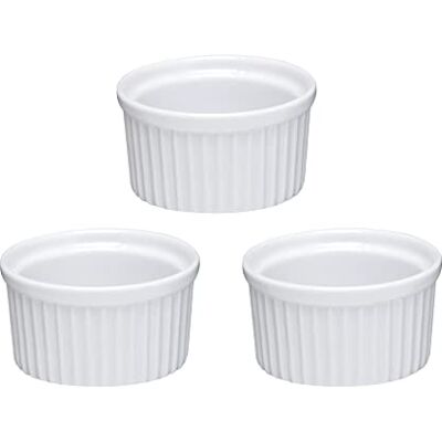 apollo THE HOUSEWARES BRAND Ramekin Set of 3, Baking Cups, Ideal for Creme Brulee, Souffle, Oven Safe, Classic Style, Size: 9x5cm, Porcelain, White apollo THE HOUSEWARES BRAND Ramekin Set of 3, Baking Cups, Ideal for Creme Brulee, Souffle, Oven Safe, Classic Style, Size: 9x5cm, Porcelain, White