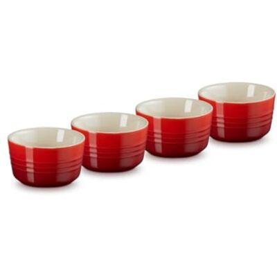 LE CREUSET Stoneware Set of 4 100ml Mini Round Ramekins, Cerise, 79109100600000 LE CREUSET Stoneware Set of 4 100ml Mini Round Ramekins, Cerise, 79109100600000